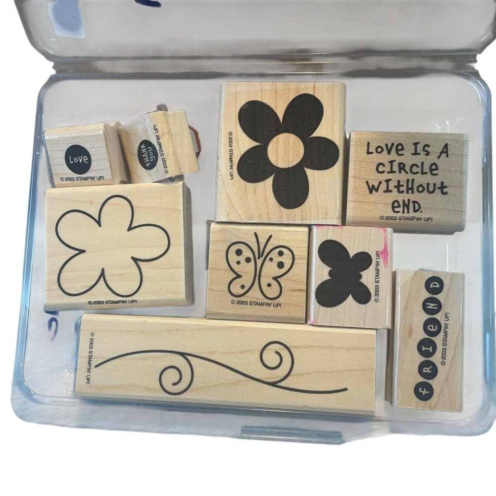 Stampin' Up! 'Love is a Circle' Wood Mounted Rubber Stamp Set Floral Sentiment